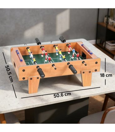 SPORTNOW 20 in Table-top Football Table with Stainless Steel Rods, Compact Foosball Table for Kids and Adults, All-Inclusive Foosball Game Set for Indoor, Nature Wood Finish