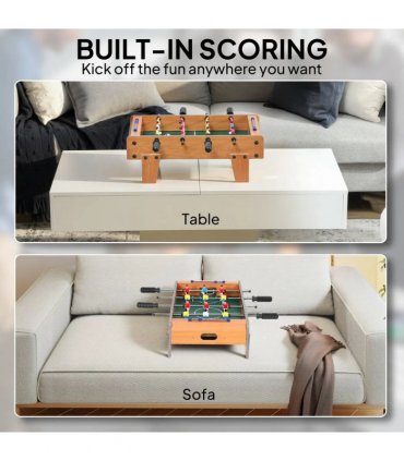 SPORTNOW 20 in Table-top Football Table with Stainless Steel Rods, Compact Foosball Table for Kids and Adults, All-Inclusive Foosball Game Set for Indoor, Nature Wood Finish