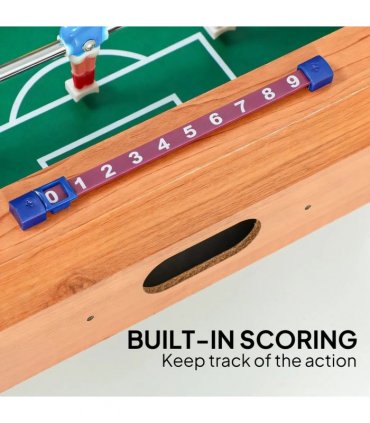 SPORTNOW 20 in Table-top Football Table with Stainless Steel Rods, Compact Foosball Table for Kids and Adults, All-Inclusive Foosball Game Set for Indoor, Nature Wood Finish
