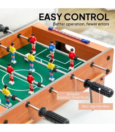 SPORTNOW 20 in Table-top Football Table with Stainless Steel Rods, Compact Foosball Table for Kids and Adults, All-Inclusive Foosball Game Set for Indoor, Nature Wood Finish