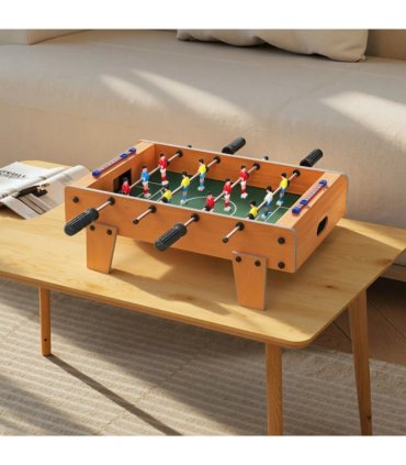 SPORTNOW 20 in Table-top Football Table with Stainless Steel Rods, Compact Foosball Table for Kids and Adults, All-Inclusive Foosball Game Set for Indoor, Nature Wood Finish