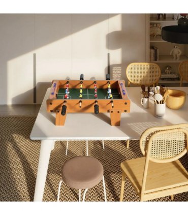 SPORTNOW 20 in Table-top Football Table with Stainless Steel Rods, Compact Foosball Table for Kids and Adults, All-Inclusive Foosball Game Set for Indoor, Nature Wood Finish