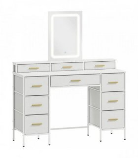 HOMCOM Multi-Storage Elegant Dressing Table, with LED Mirror - White