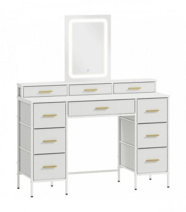 HOMCOM Multi-Storage Elegant Dressing Table, with LED Mirror - White