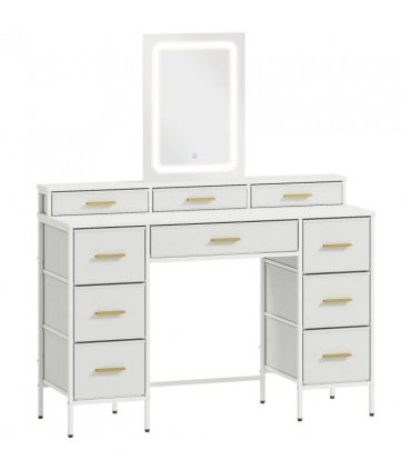 HOMCOM Multi-Storage Elegant Dressing Table, with LED Mirror - White