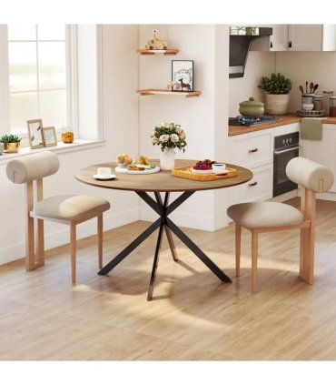 HOMCOM Dining Table for 4, 120 cm Industrial Kitchen Table with Wood Effect Tabletop and Steel Legs, Oak