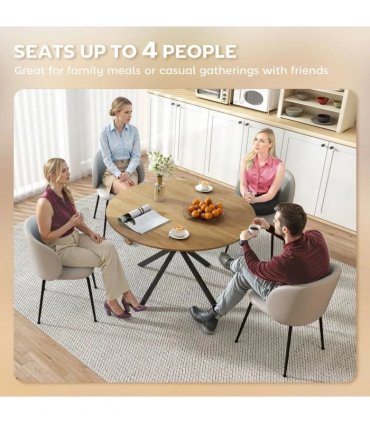 HOMCOM Dining Table for 4, 120 cm Industrial Kitchen Table with Wood Effect Tabletop and Steel Legs, Oak