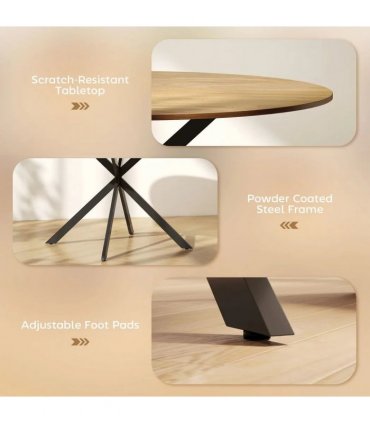 HOMCOM Dining Table for 4, 120 cm Industrial Kitchen Table with Wood Effect Tabletop and Steel Legs, Oak