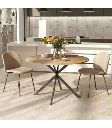 HOMCOM Dining Table for 4, 120 cm Industrial Kitchen Table with Wood Effect Tabletop and Steel Legs, Oak
