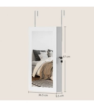 HOMCOM Jewelry Cabinet, Jewelry Storage Cabinet with Mirror, White
