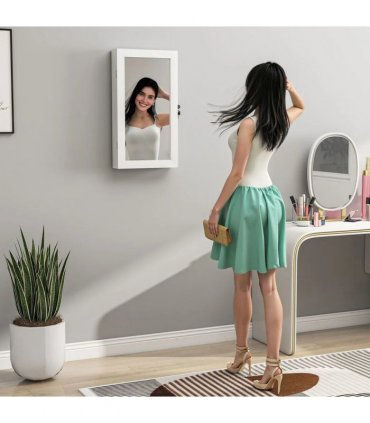 HOMCOM Jewelry Cabinet, Jewelry Storage Cabinet with Mirror, White