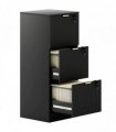 HOMCOM Filing Cabinet, Fluted Vertical File Cabinet with 3 Lockable Drawers and Hanging Rails, Black