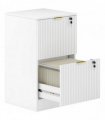 HOMCOM Filing Cabinet, Fluted Vertical File Cabinet with 2 Lockable Drawers and Hanging Rails, White