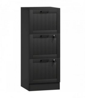 HOMCOM 3 Drawer Filing Cabinet with Lock, Office Storage Cabinet with Adjustable Hanging Bars for A4 Letter Size Files, Black