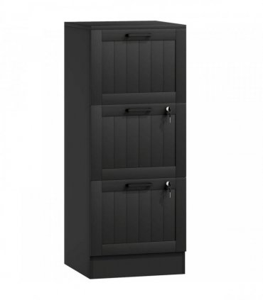 HOMCOM 3 Drawer Filing Cabinet with Lock, Office Storage Cabinet with Adjustable Hanging Bars for A4 Letter Size Files, Black