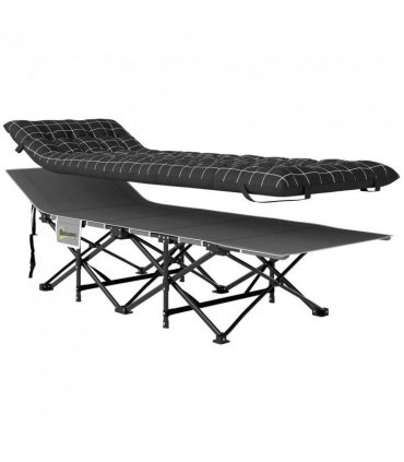 Outsunny 67cm Wide Folding Bed, Camping Cot for Adults with Mattress, Storage Pocket, Carry Bag, Max Load 150kg, Black