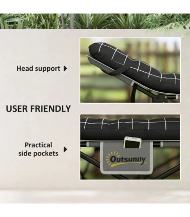 Outsunny 67cm Wide Folding Bed, Camping Cot for Adults with Mattress, Storage Pocket, Carry Bag, Max Load 150kg, Black