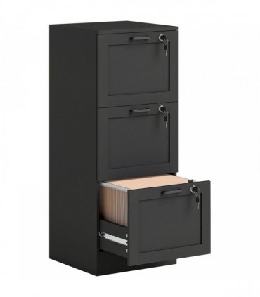 HOMCOM 3-Drawer Filing Cabinet with Lock - Black