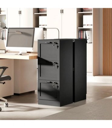 HOMCOM 3-Drawer Filing Cabinet with Lock - Black