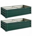 Outsunny Set of 2 Raised Beds for Garden, Galvanised Outdoor Planters for Herbs Vegetables, Use for Patio Balcony, Green
