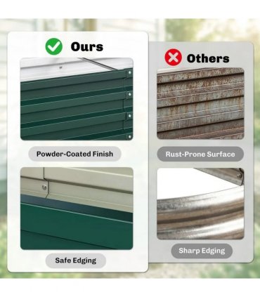 Outsunny Set of 2 Raised Beds for Garden, Galvanised Outdoor Planters for Herbs Vegetables, Use for Patio Balcony, Green