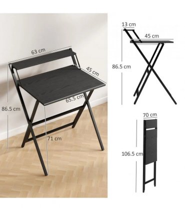 HOMCOM 70 cm Folding Computer Desk with Monitor Shelf - Black