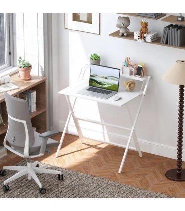 HOMCOM 81.5 cm Folding Computer Desk with Monitor Shelf - White