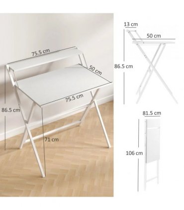 HOMCOM 81.5 cm Folding Computer Desk with Monitor Shelf - White