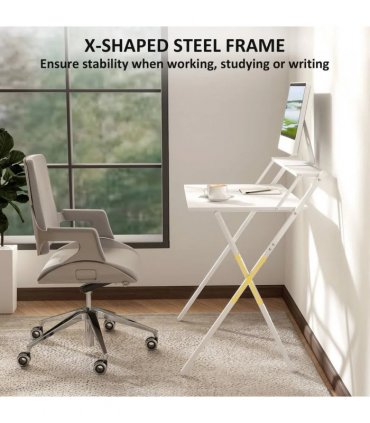 HOMCOM 81.5 cm Folding Computer Desk with Monitor Shelf - White