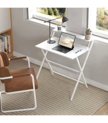 HOMCOM 81.5 cm Folding Computer Desk with Monitor Shelf - White