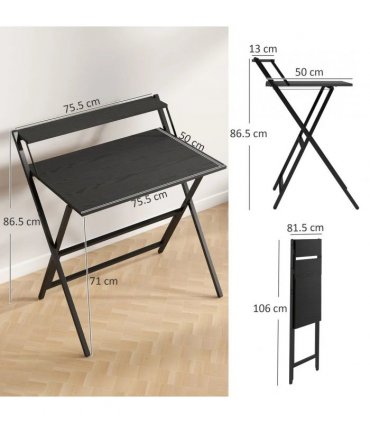 HOMCOM 81.5 cm Folding Computer Desk with Monitor Shelf - Black