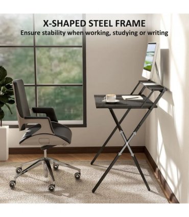 HOMCOM 81.5 cm Folding Computer Desk with Monitor Shelf - Black