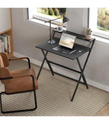 HOMCOM 81.5 cm Folding Computer Desk with Monitor Shelf - Black