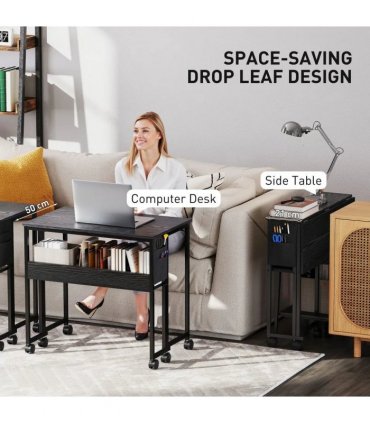 HOMCOM 80 cm Drop Leaf Writing Work Desk - Black