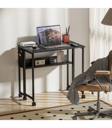 HOMCOM 80 cm Drop Leaf Writing Work Desk - Black