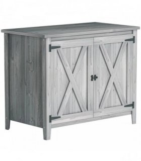 Outsunny Wooden Garden Shed, Outdoor Fir Wood Storage Shed with Shelf and Double Doors, Light Grey