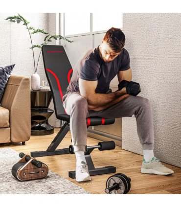 SPORTNOW Foldable Weight Bench, Adjustable Incline Flat Bench Press with 6-Level Backrest, 4-Level Seat, Leg Extension for Home Gym Workout Full Body Strength Training