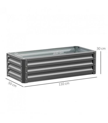 Outsunny Set of Two 110 x 50cm Steel Planter Boxes -  Light Grey