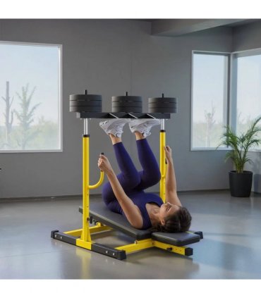 SPORTNOW Vertical Leg Press Machine with Adjustable Leg, Back and Head Positions, 1" Standard Plate Compatible, Yellow