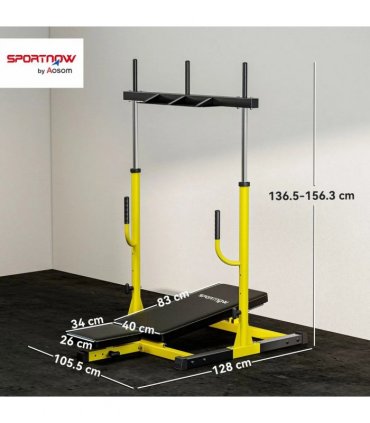 SPORTNOW Vertical Leg Press Machine with Adjustable Leg, Back and Head Positions, 1" Standard Plate Compatible, Yellow