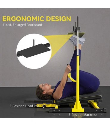 SPORTNOW Vertical Leg Press Machine with Adjustable Leg, Back and Head Positions, 1" Standard Plate Compatible, Yellow