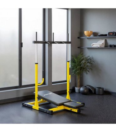 SPORTNOW Vertical Leg Press Machine with Adjustable Leg, Back and Head Positions, 1" Standard Plate Compatible, Yellow