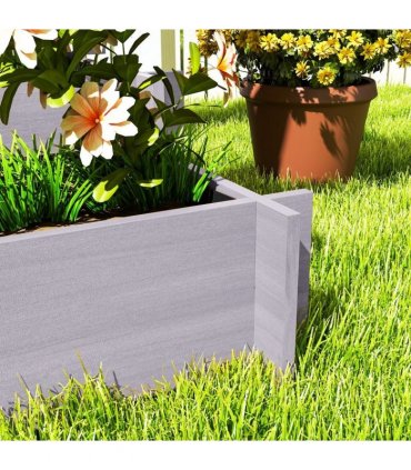 Outsunny 3 Tier Garden Planters with Trellis for Vine Climbing, Wooden Raised Beds, 95x95x110cm, Grey