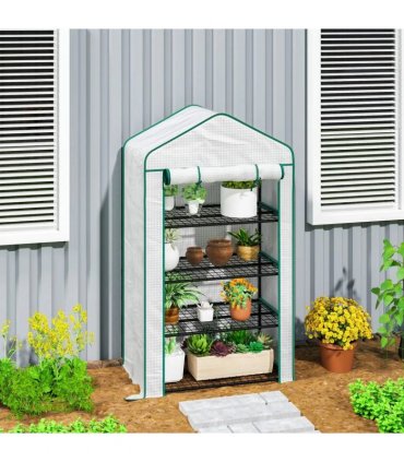 Outsunny Four-Tier Mini Greenhouse, with Reinforced Plastic Cover