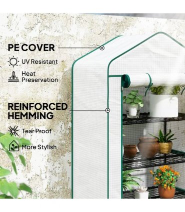 Outsunny Four-Tier Mini Greenhouse, with Reinforced Plastic Cover