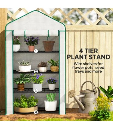 Outsunny Four-Tier Mini Greenhouse, with Reinforced Plastic Cover