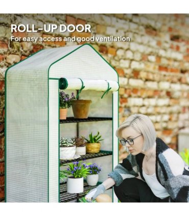 Outsunny Four-Tier Mini Greenhouse, with Reinforced Plastic Cover