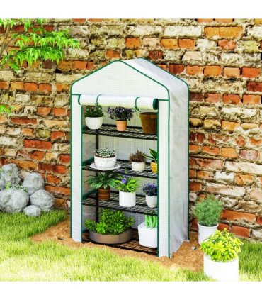 Outsunny Four-Tier Mini Greenhouse, with Reinforced Plastic Cover