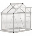 Outsunny Polycarbonate Greenhouse, Large Walk-In Green House with Slide Door and Window, Aluminium Frame, 6x4ft, Silver Tone