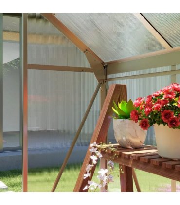Outsunny Polycarbonate Greenhouse, Large Walk-In Green House with Slide Door and Window, Aluminium Frame, 6x4ft, Silver Tone